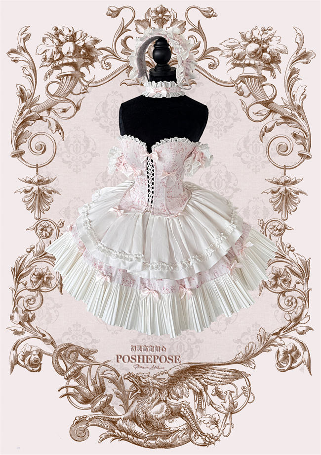 Poshepose Blue Procelain Print Corset Top and Skirt