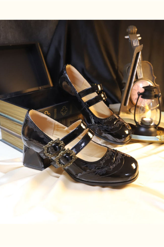 Medium thick heel Retro French Lolita Shoes