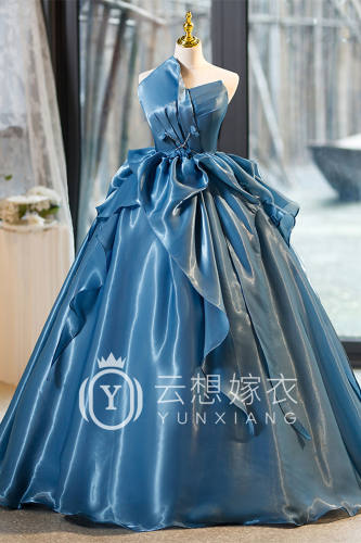 Strapless Puff Princess Prom Dress