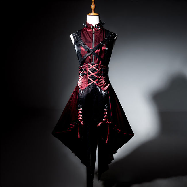Chief Assassin Black and Red Punk Lolita Dress Set