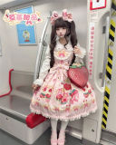 Strawberry Dessert Sweet Lolita Dress and Headdress
