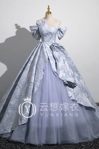 Asymmetrical Strapless Printed Formal Dress