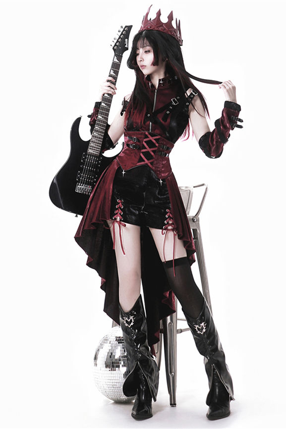 Chief Assassin Black and Red Punk Lolita Dress Set