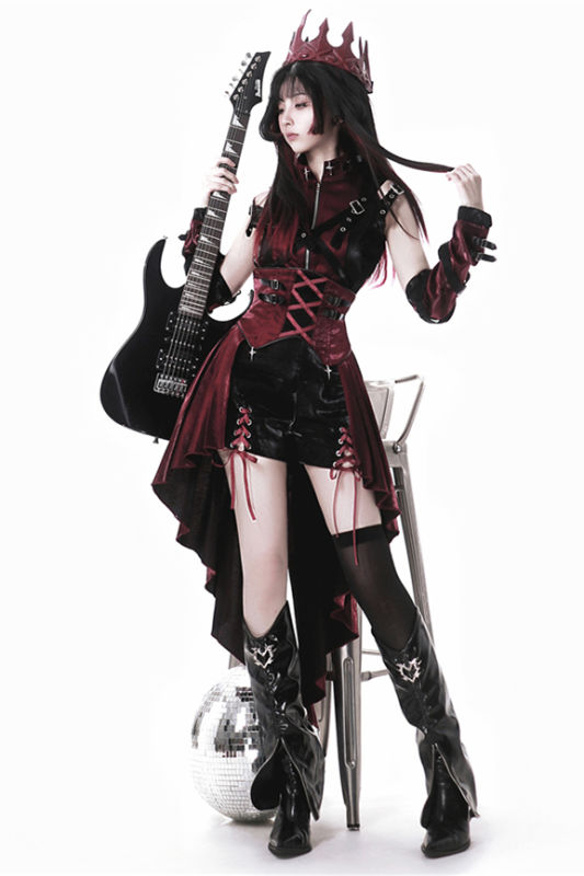 Chief Assassin Black and Red Punk Lolita Dress Set