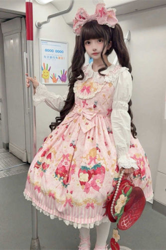 Strawberry Dessert Sweet Lolita Dress and Headdress