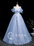 Butterfies V-neck Fluffy Princess Prom Dress