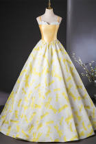 Orange Suspend Fluffy Prom Dress