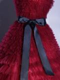 Red Wine Fluffy Princess Prom Dress