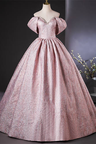 Striped Off Shoulder Prom Dress