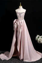 Off Shoulder Pink Sequins Prom Dress