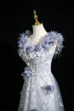 Embroidered Flowers Prom Dress