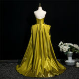 Gold Satin Tailing Prom Dress