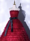Red Wine Fluffy Princess Prom Dress