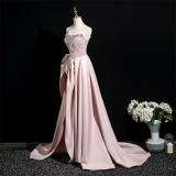 Off Shoulder Pink Sequins Prom Dress