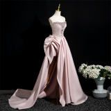 Off Shoulder Pink Sequins Prom Dress