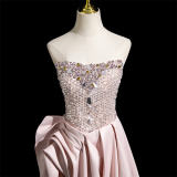 Off Shoulder Pink Sequins Prom Dress