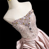 Off Shoulder Pink Sequins Prom Dress