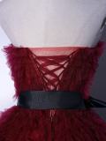 Red Wine Fluffy Princess Prom Dress
