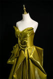 Gold Satin Tailing Prom Dress