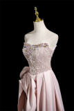 Off Shoulder Pink Sequins Prom Dress