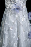 Embroidered Flowers Prom Dress