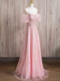 Sequins Puff Sleeves Slim Prom Dress