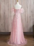 Sequins Puff Sleeves Slim Prom Dress