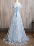 Sequins Flowers Slim Prom Dress