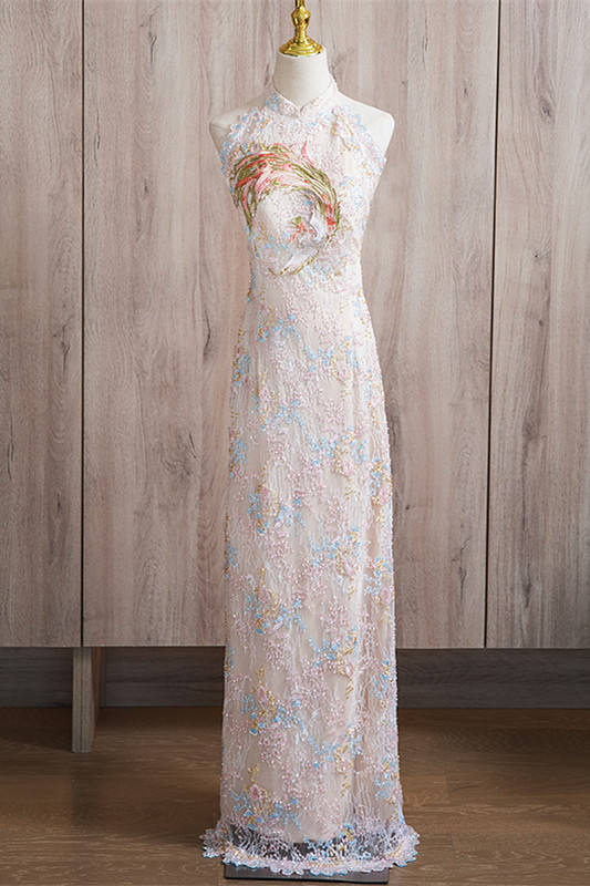 Lace Embroidery Slim Prom Dress