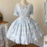 Cream Petal Cotton Lolita Dress and Set-in Sleeves
