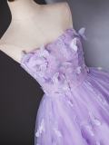 Purple Butterflies Off Shoulder Prom Dress
