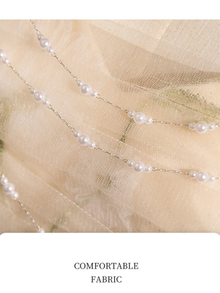 Champagne Flowers Princess Fluffy Prom Dress