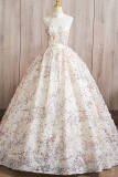 Lines Sequins Princess Fluffy Prom Dress