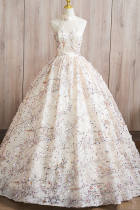 Lines Sequins Princess Fluffy Prom Dress