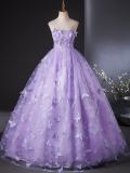 Purple Butterflies Off Shoulder Prom Dress