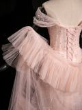 Pink Sequins One Piece Dress Cape Set Prom Dress
