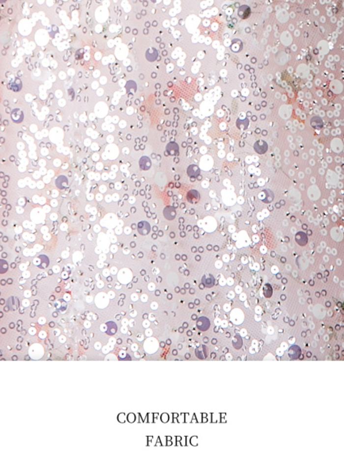 Pink Sequins Off Shoulder Prom Dress