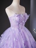 Purple Butterflies Off Shoulder Prom Dress