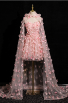 Pink Flowers Princess Set Prom Dress