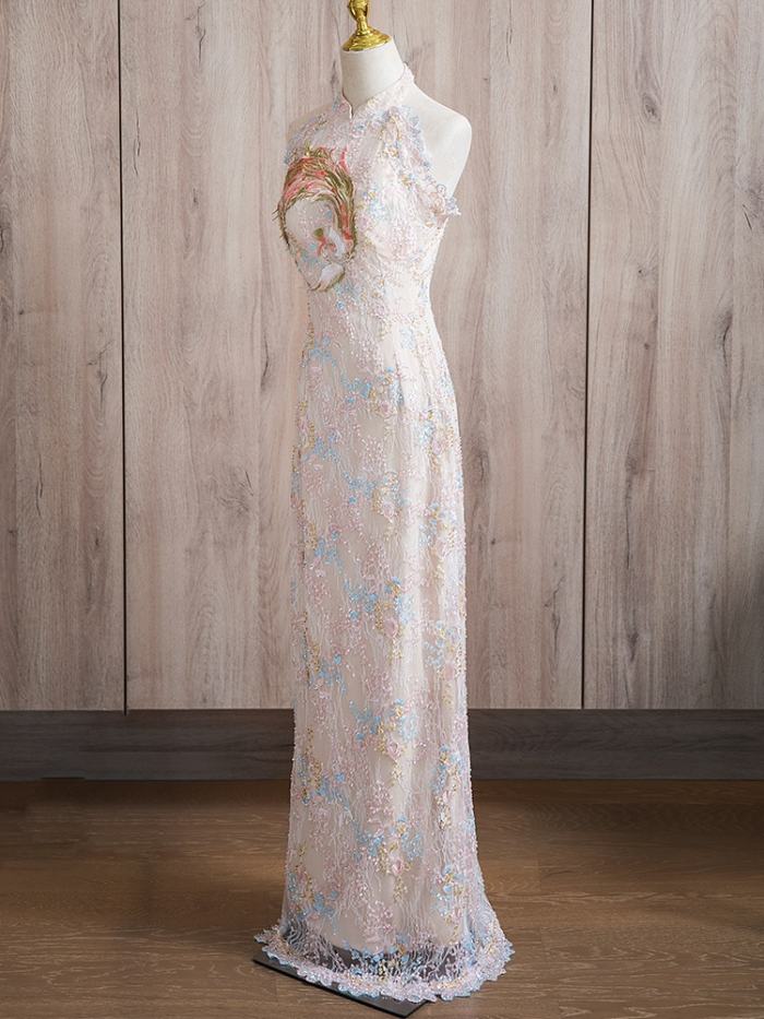 Lace Embroidery Slim Prom Dress