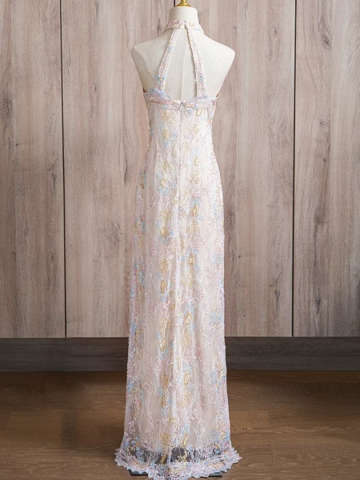 Lace Embroidery Slim Prom Dress