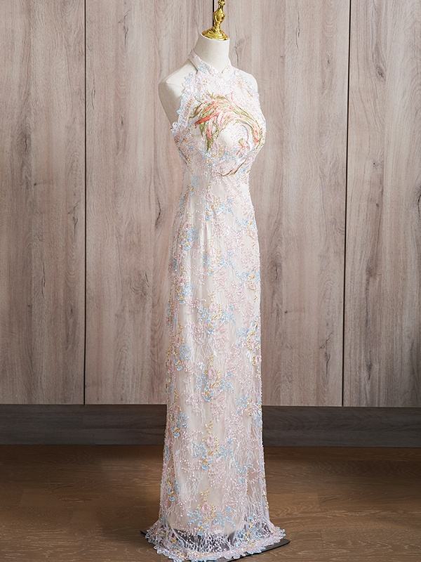 Lace Embroidery Slim Prom Dress