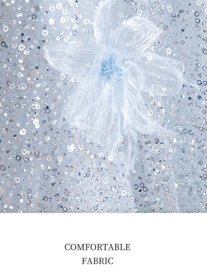 Sequins Flowers Slim Prom Dress