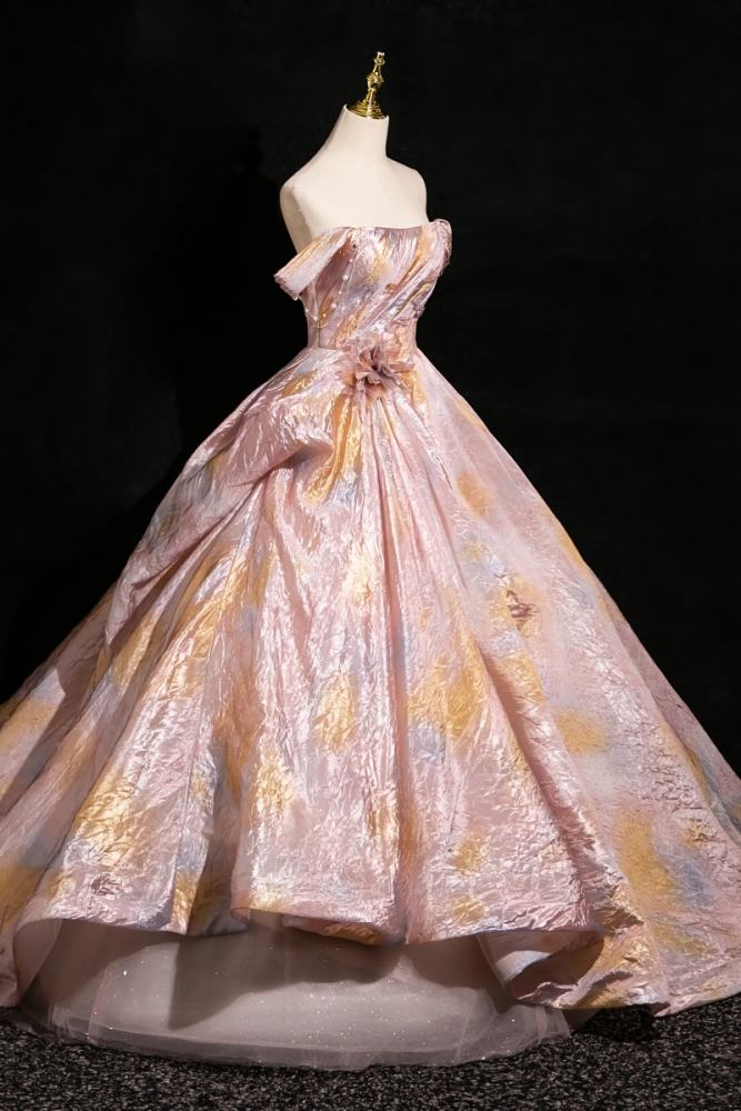 Shiny Pink Fluffy Princess Prom Dress