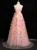Strapless Flowers Fluffy Princess Prom Dress