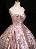 Printed Off Shoulder Fluffy Princess Prom Dress
