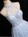 Snowflakes Sequins Off Shoulder Fluffy Princess Prom Dress