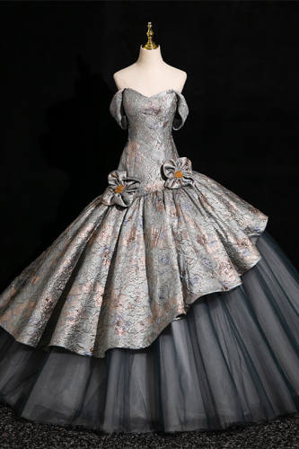 Printed Tailing Fluffy Princess Prom Dress