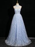 Snowflakes Sequins Off Shoulder Fluffy Princess Prom Dress