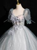 Flowers at the Chest Fluffy Princess Prom Dress